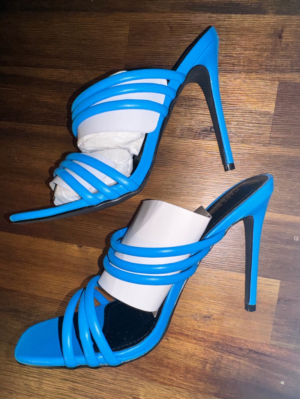 NWT Cape Robbin Bright Blue Strappy Slide Heels